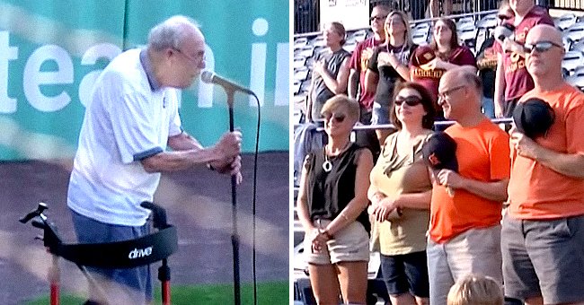 WWII Veteran Shocks Everyone Singing The National Anthem At Minor Football League