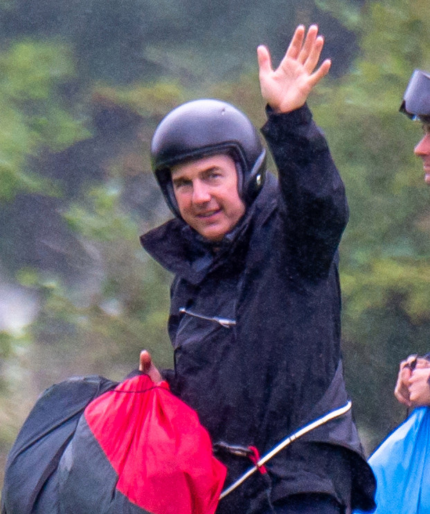 Tom Cruise Continues Age Defying Parachute Jumps Filming Mission Impossible 7 For The Third Day At The Lake District