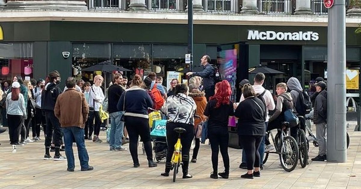 Tense McDonald’s milkshake standoff in city centre at street preacher’s anti-LGBT rant