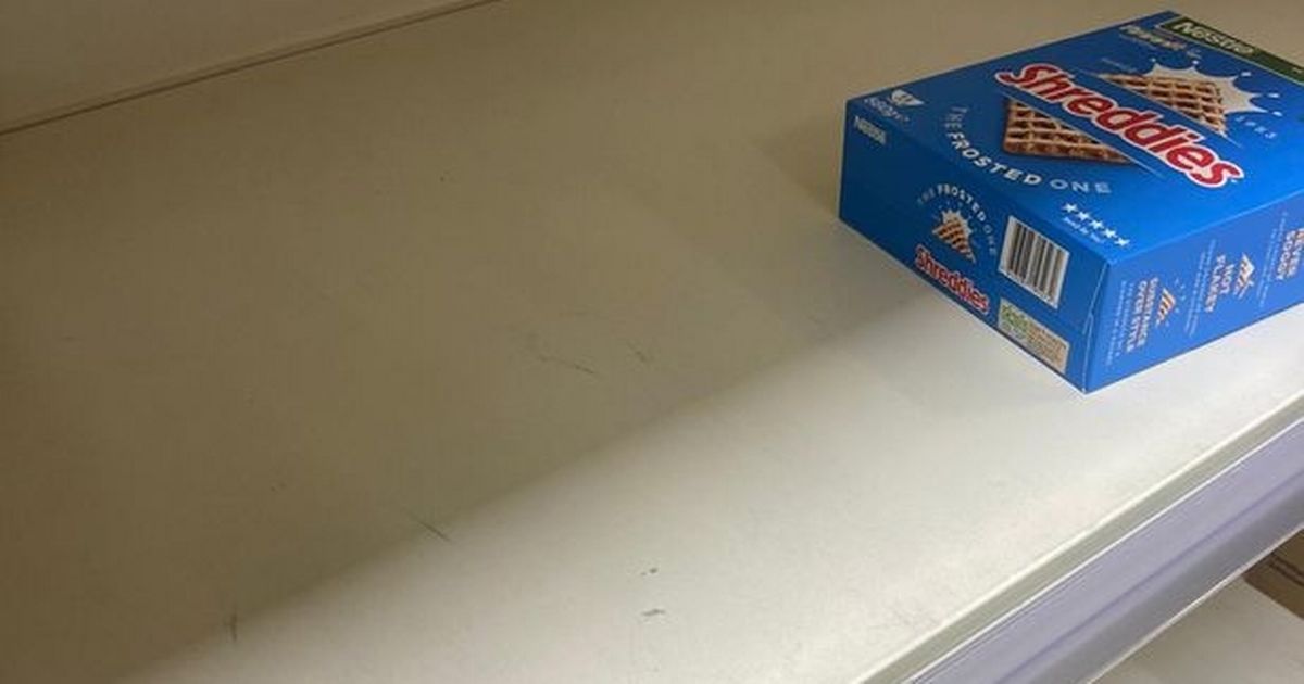 Empty supermarket shelves as shoppers miss out on everything from Shreddies to juice