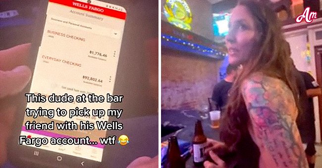 At a bar, a man uses the value of his bank account to attract the women.