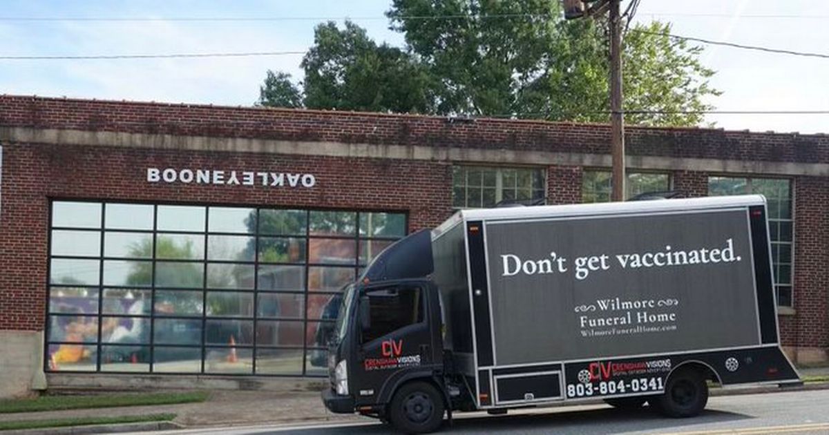 ‘Funeral home’ advert urging people not to get vaccinated with clever marketing