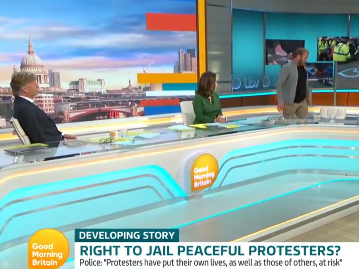 Insulate Britain Protestor Storms Off Good Morning Britain After Clash With Host