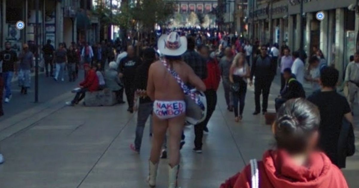 Eagle-eyed Google Maps user spots ‘naked cowboy’ with guitar on busy city street