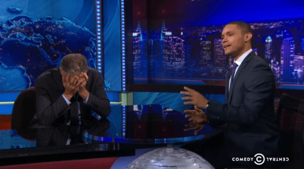 Trevor Noah shocked Jon Stewart’s head with these side-by-side trivia photographs back in 2015.