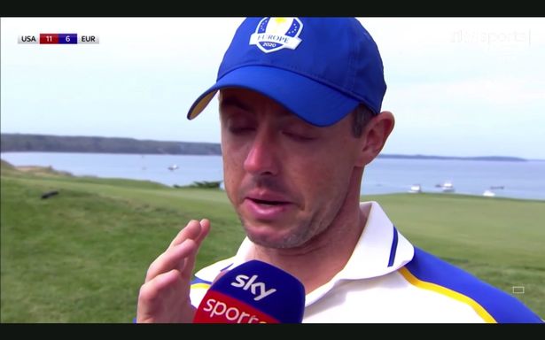 Rory McIlroy fought back the tears after his singles victory at the Ryder Cup