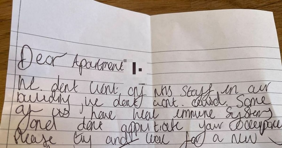 NHS worker handed mystery note telling them to leave flat over ‘Covid fears’