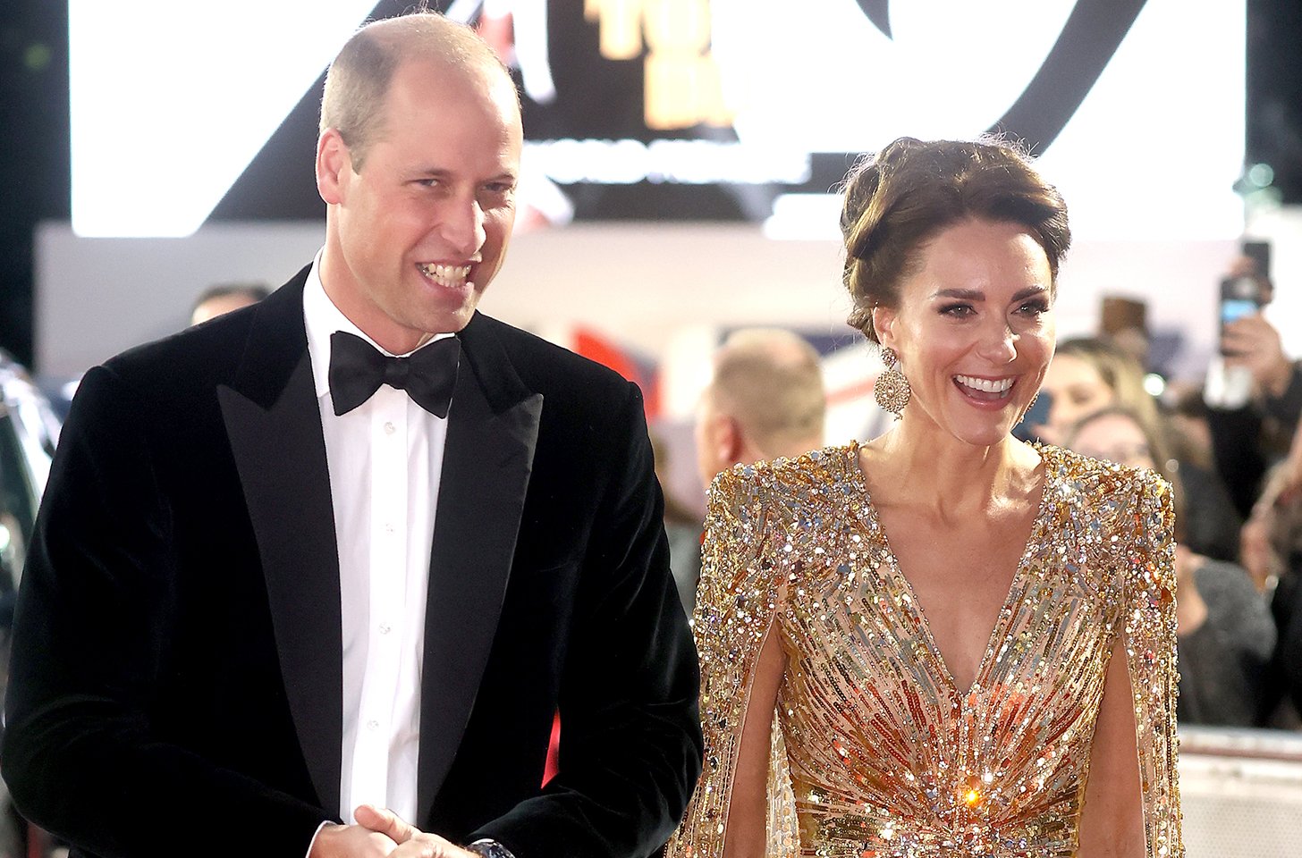 Kate Middleton Stuns in Golden Dress At ‘No Time To Die’ Premiere