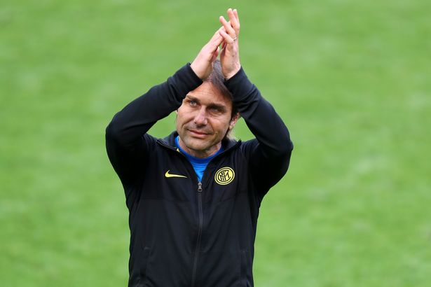 Head coach Antonio Conte of Inter Milan gestures during the Serie A match against Udinese at Stadio Giuseppe Meazza on May 23, 2021 in Milan, Italy