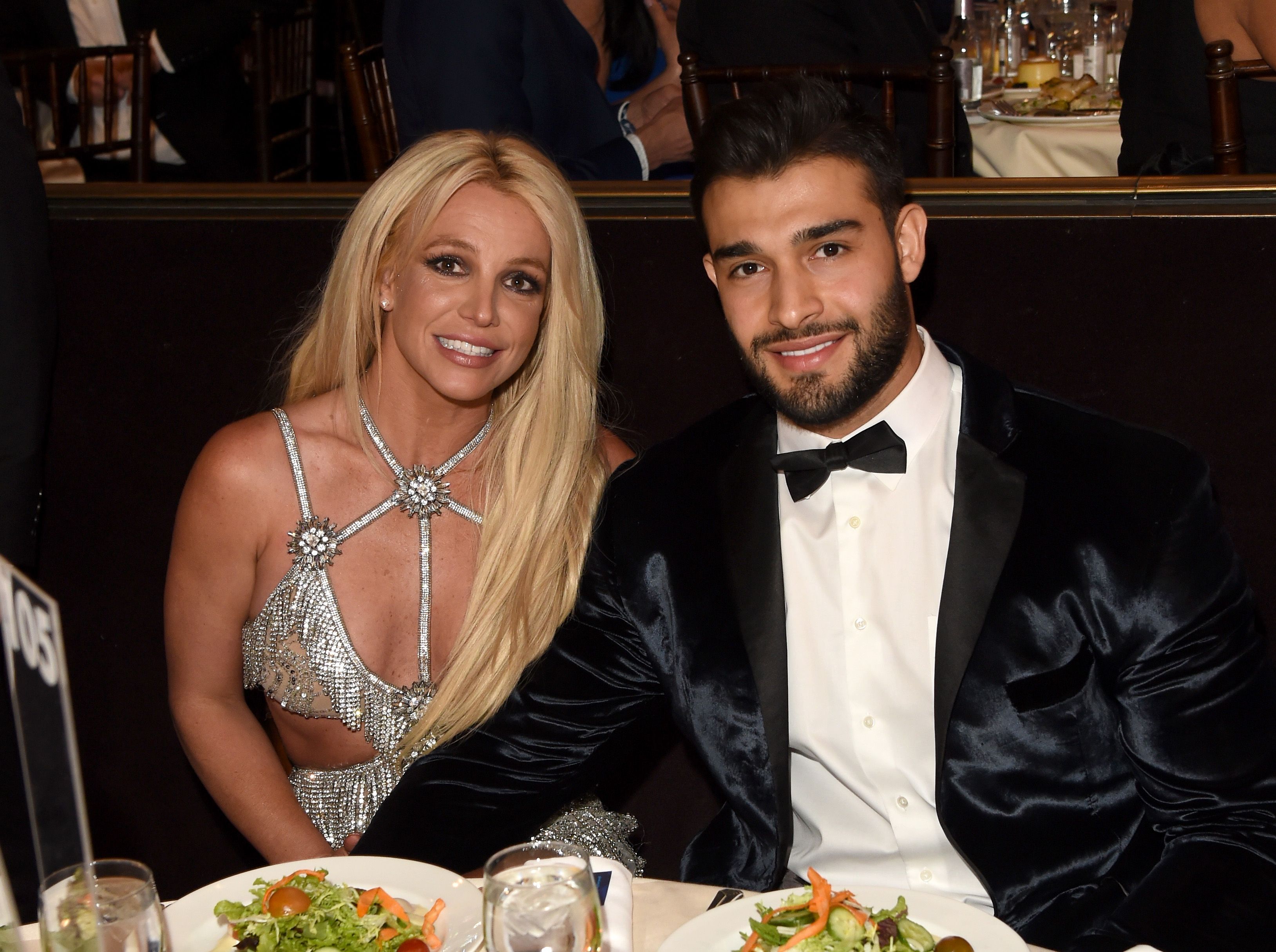 Honoree Britney Spears (L) and Sam Asghari at the 29th Annual GLAAD Media Awards at The Beverly Hilton Hotel on April 12, 2018 | 