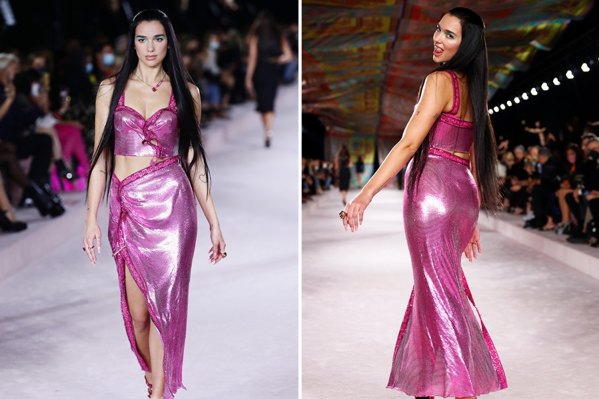 Dua Lipa makes her runway debut for Versace at Milan Fashion Week
