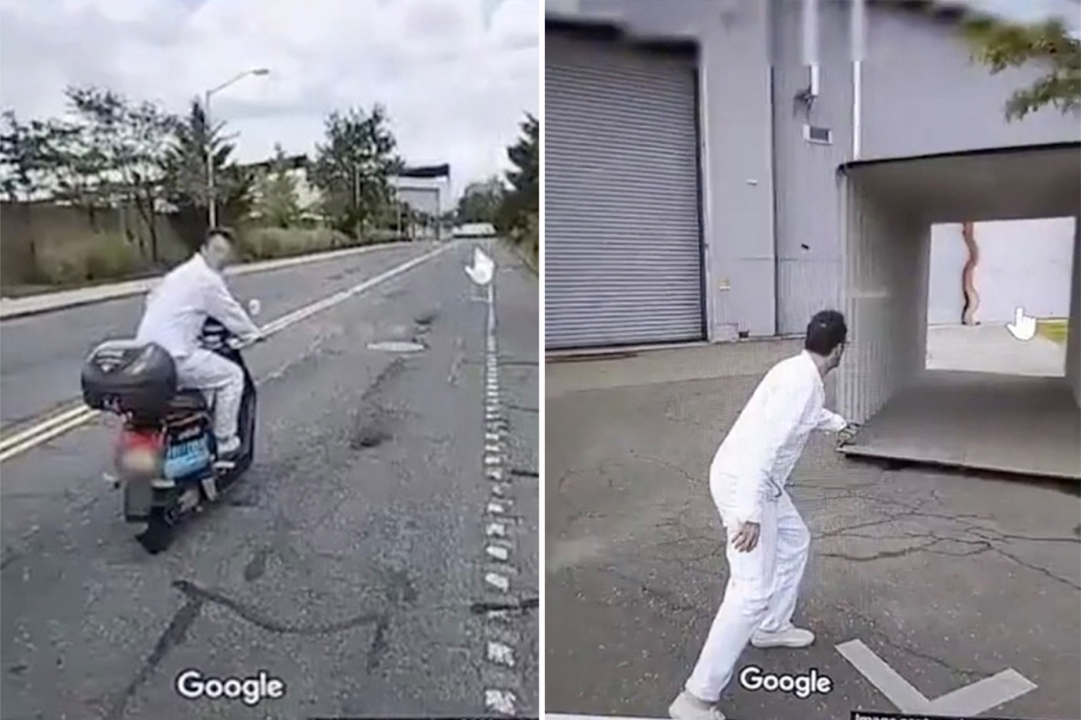 Google Street View biker’s blunder ends badly as he refuses to get out of the way of driver