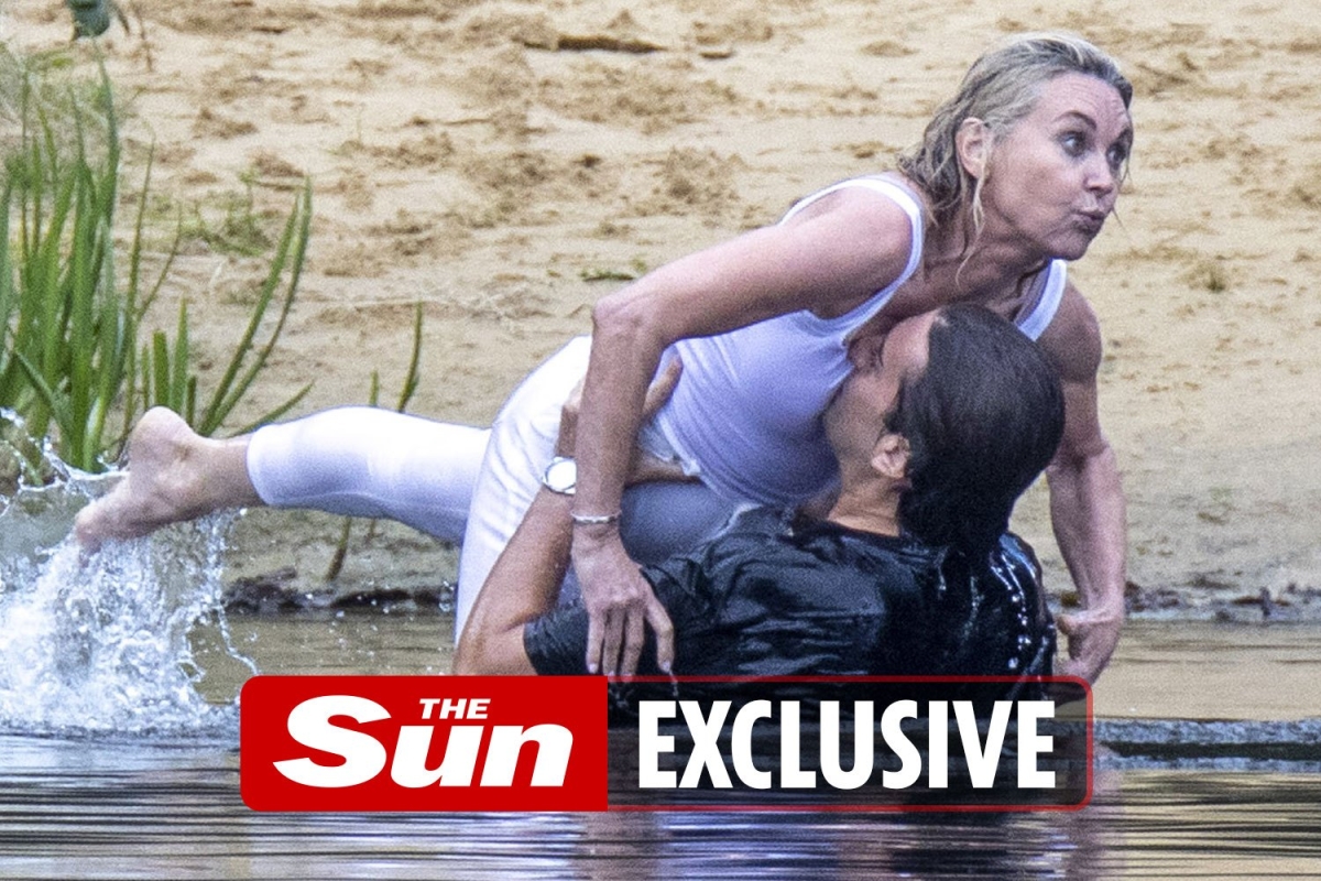 James Argent & Anthea Turner soaked as they recreate Dirty Dancing scene