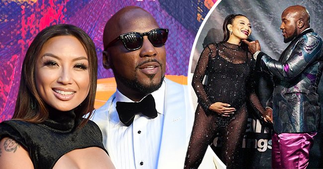 Jeannie Mai and Jeezy at Tyler Perry Studios grand opening gala on October 05, 2019, and on the right, a photo of the couple at a birthday party | instagram.com/thejeanniemai 