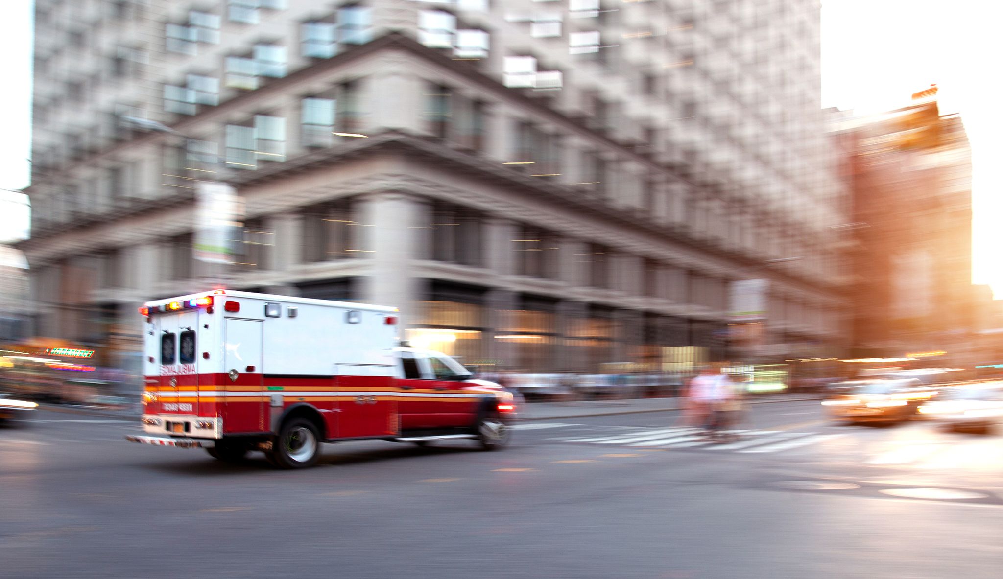 An ambulance responding to an emergency | 