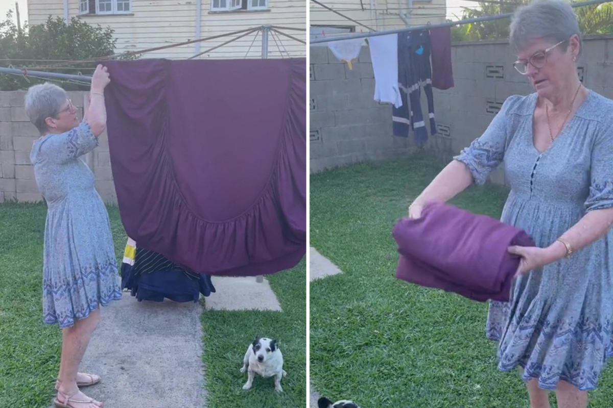 Mum praised for her easy technique which lets you fold a fitted sheet perfectly every time
