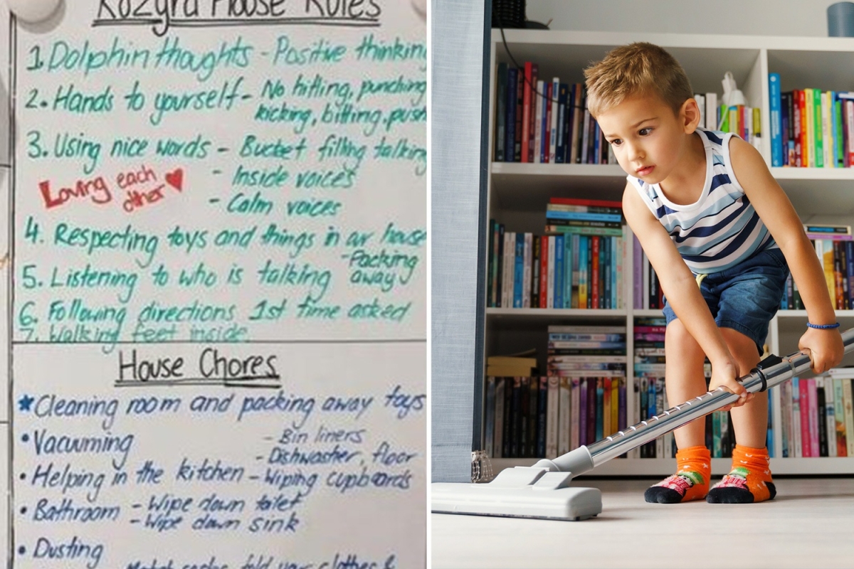 Mum shows off simple chore chart she uses to get her kids to help around the house and they love it