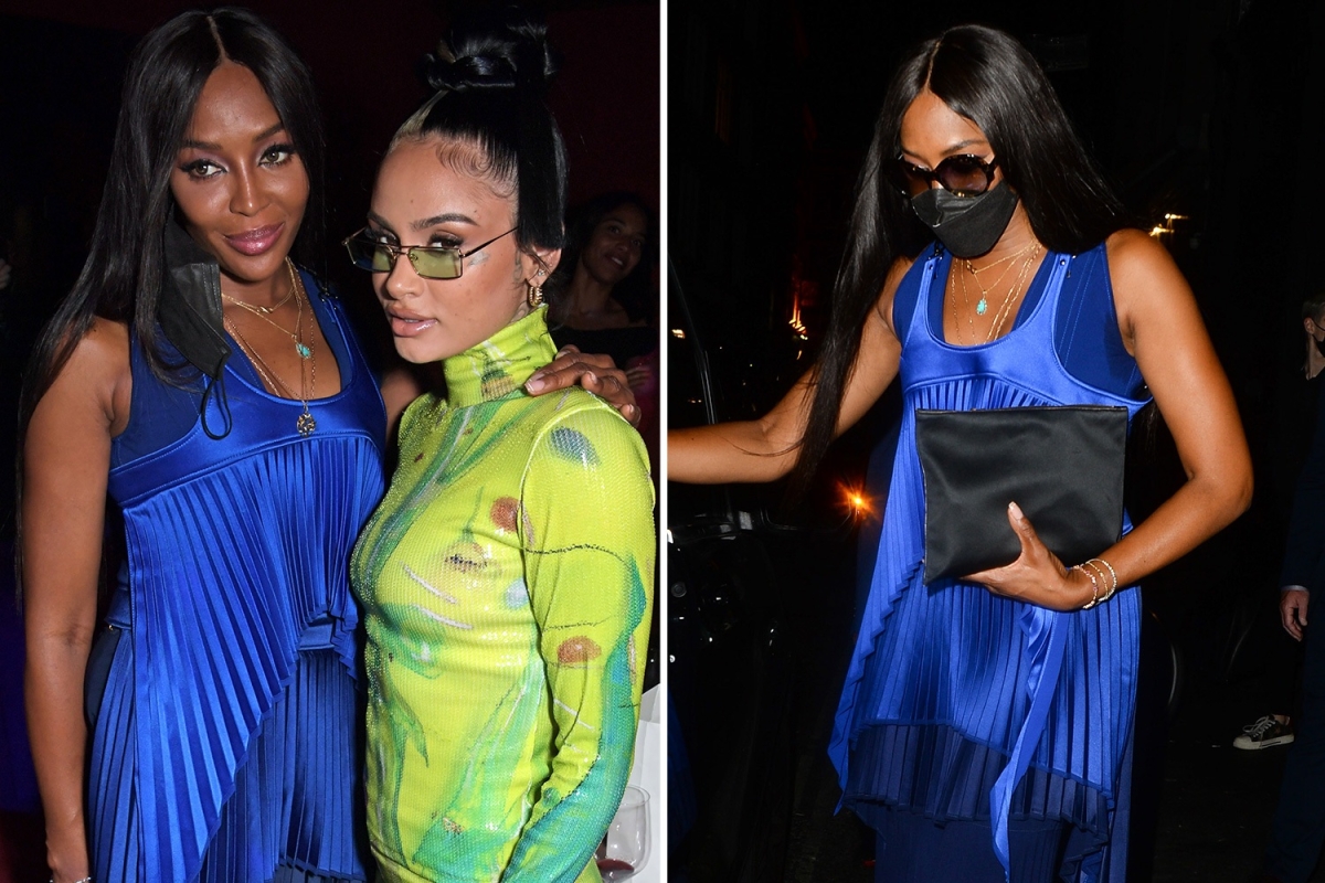 New-mum Naomi Campbell stuns in electric blue gown at London Fashion Week bash