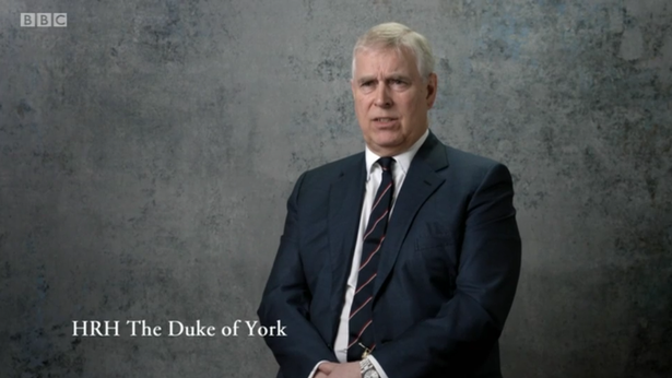 Prince Andrew appeared on screen, speaking about his late father