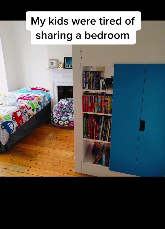 Savvy mum turns Ikea bookcase into stunning room divider so her son and daughter both get their own space