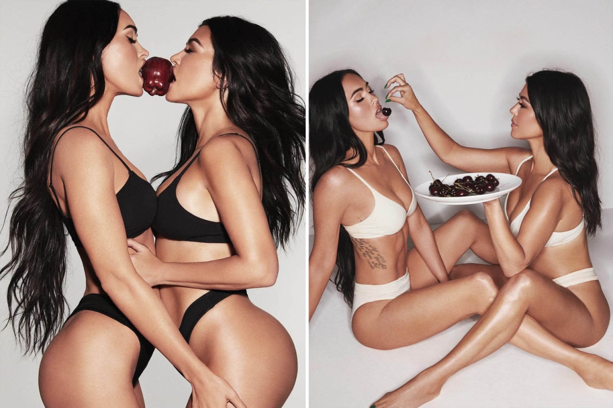 Travis Barker’s stepdaughter, 22, calls Kourtney Kardashian’s topless SKIMS ads ‘HOT’ after star strips with Megan Fox