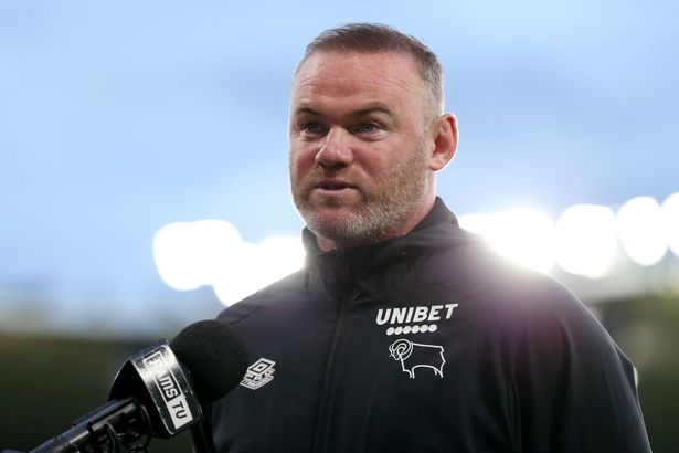 Wayne Rooney, Manager of Derby County is interviewed after the Pre-Season Friendly match between Derby County and Real Betis at Pride Park on July 28, 2021 in Derby, England.