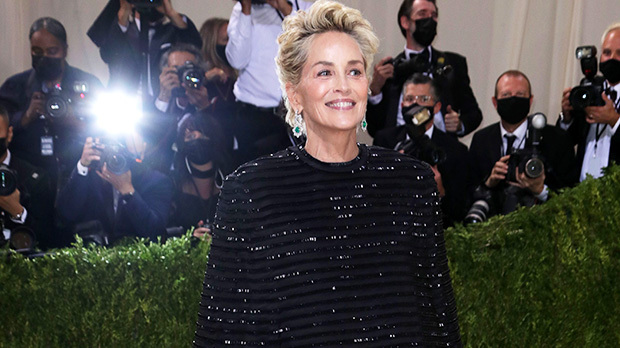 Sharon Stone Stuns at 2021 Met Gala Posing in a Shiny Thom Browne Outfit Featuring Glittering Cape