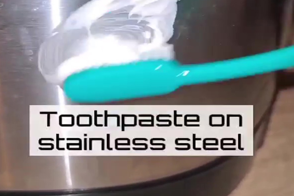 To make stainless steel appliances sparkle, cleaning gurus swear by TOOTHPASTE