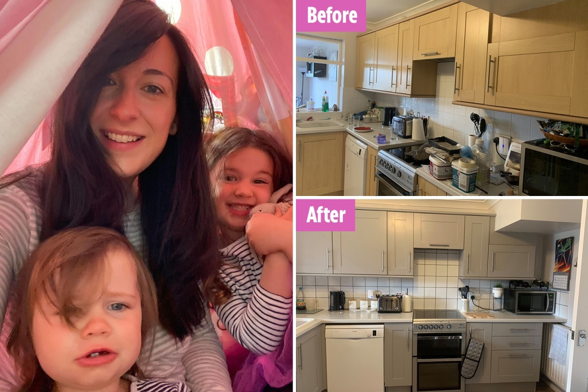 Mum transforms dated kitchen into a chic new space using £2 bargains from B&M