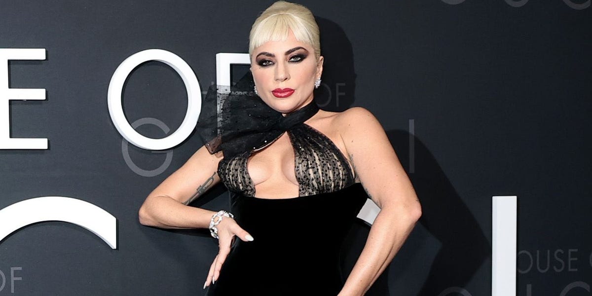 Lady Gaga Wears Dress With Sheer Top to ‘House of Gucci’ Premiere