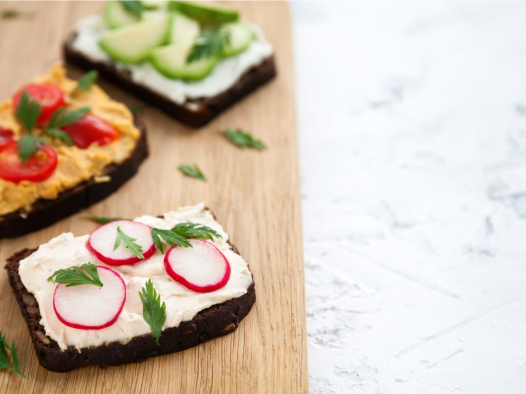 Avocado toast with radishes on top