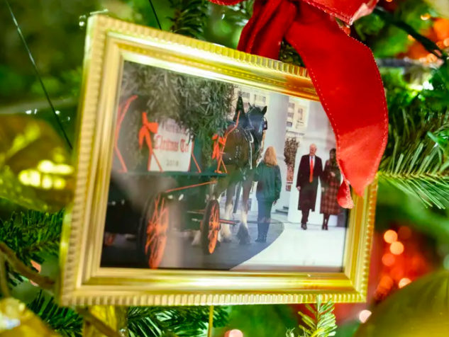 People just spotted a Donald Trump photo hidden on the White House Christmas tree