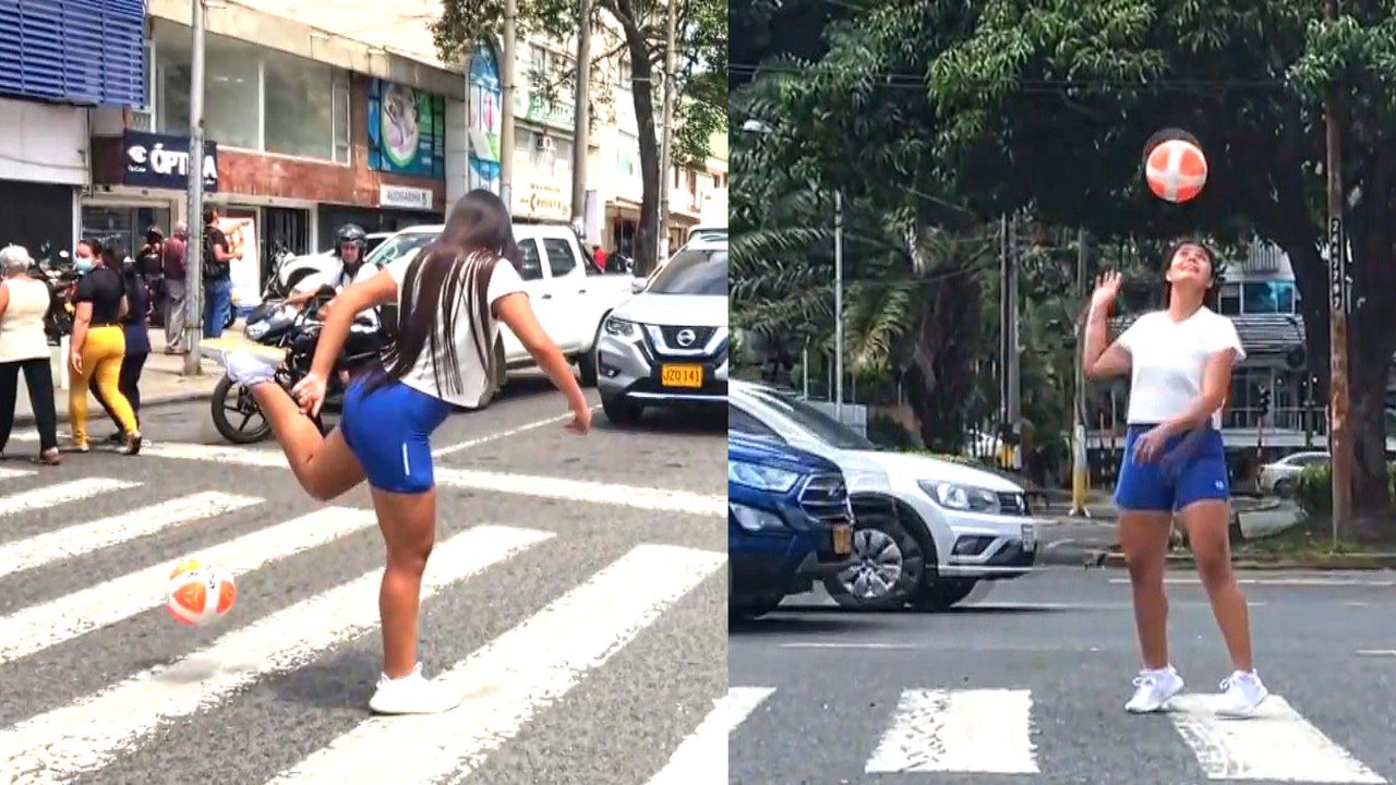 A College Student Shows Off Her Soccer Skills at Red Lights to Earn Money