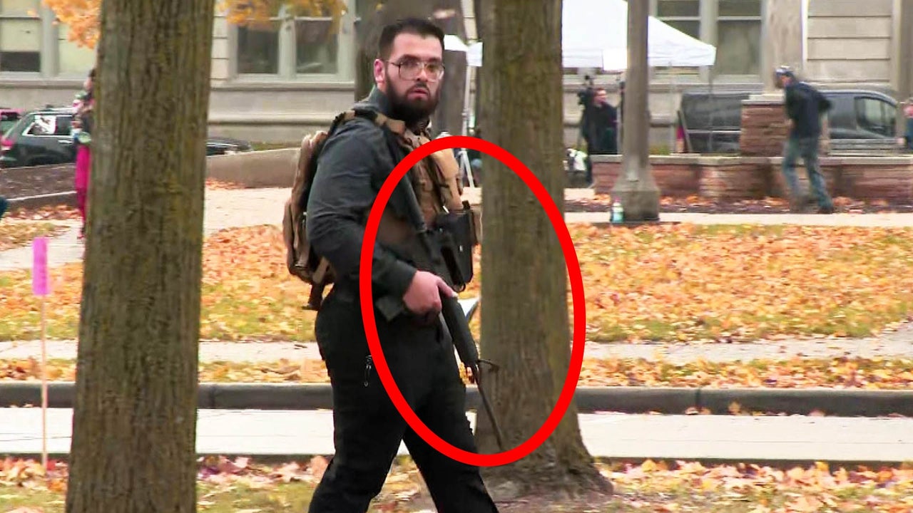 Concerns Abound over Kyle Rittenhouse Jury Intimidation. Man with AR-15 Protesting Outside Courthouse