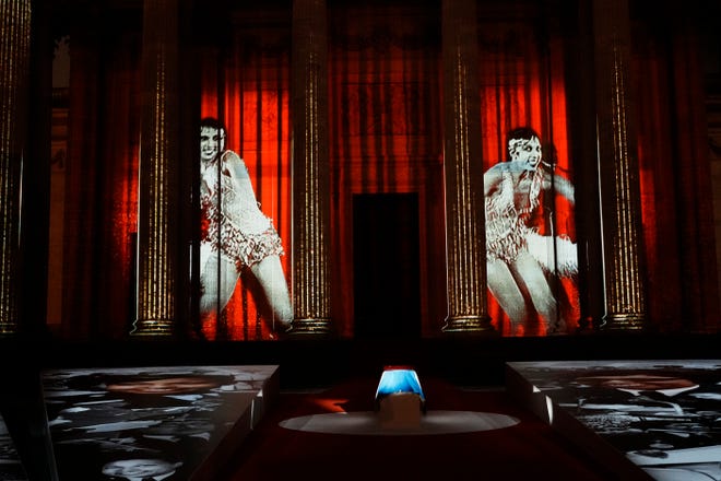 Images of U.S.-born entertainer, anti-Nazi spy and civil rights activist Josephine Baker are projected on the Pantheon monument during a ceremony in Paris on Nov. 30, 2021.