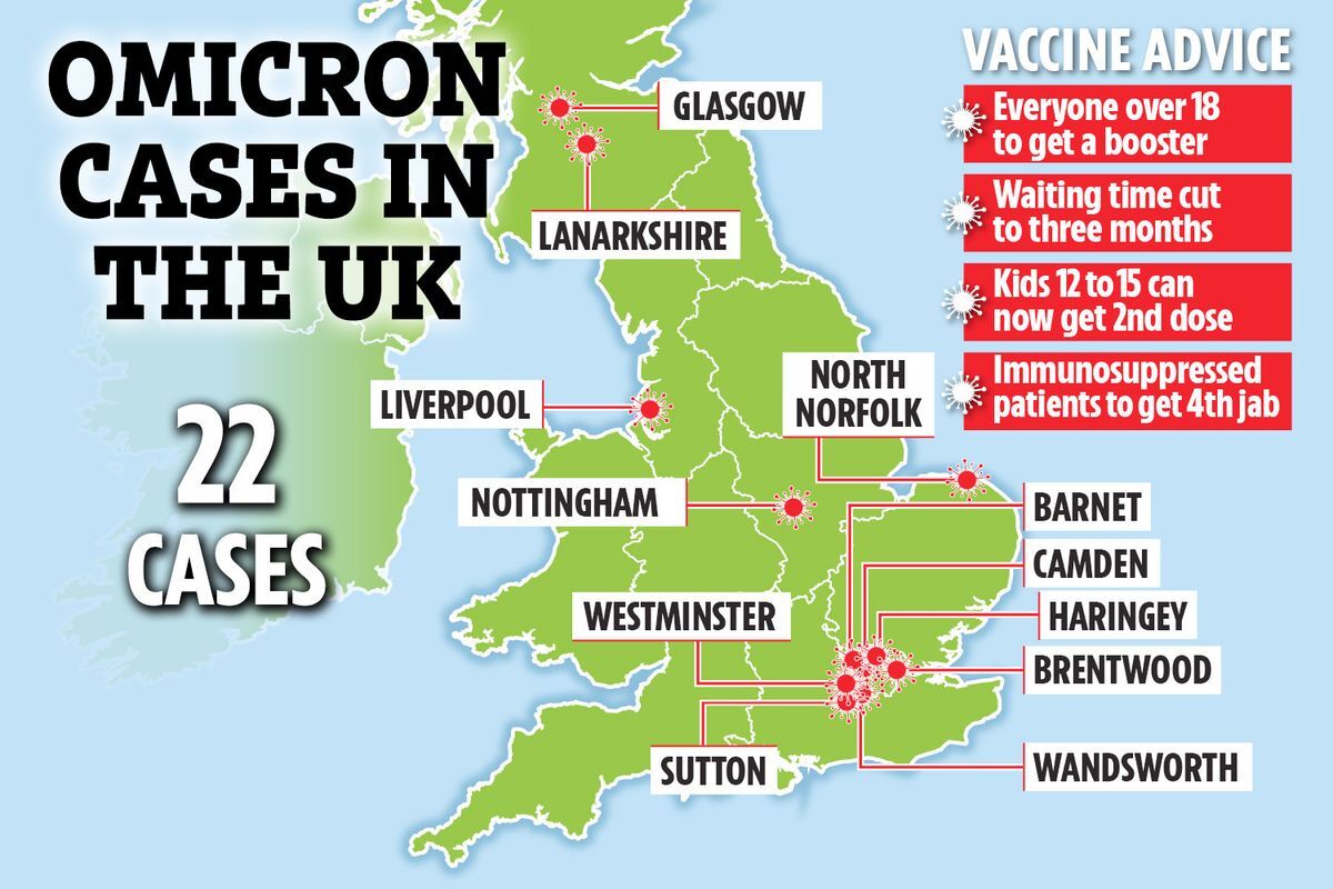 Where Omicron is in UK as total cases rises to 22 – see if it is near you