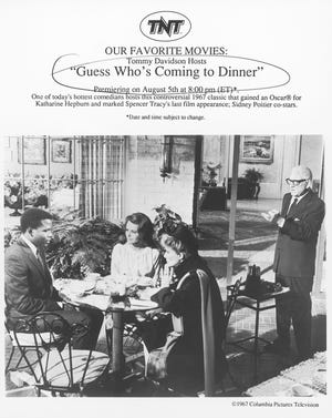 Sidney Poitier, Kathryn Houghton, and Katharine Hepburn star in "Guess Who's Coming to Dinner."