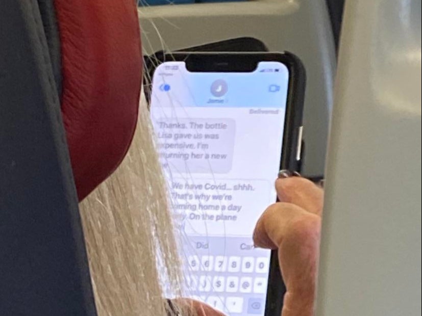 Unsuspecting passenger in a plane spots someone who is texting a friend ‘We have Covid … shhh’
