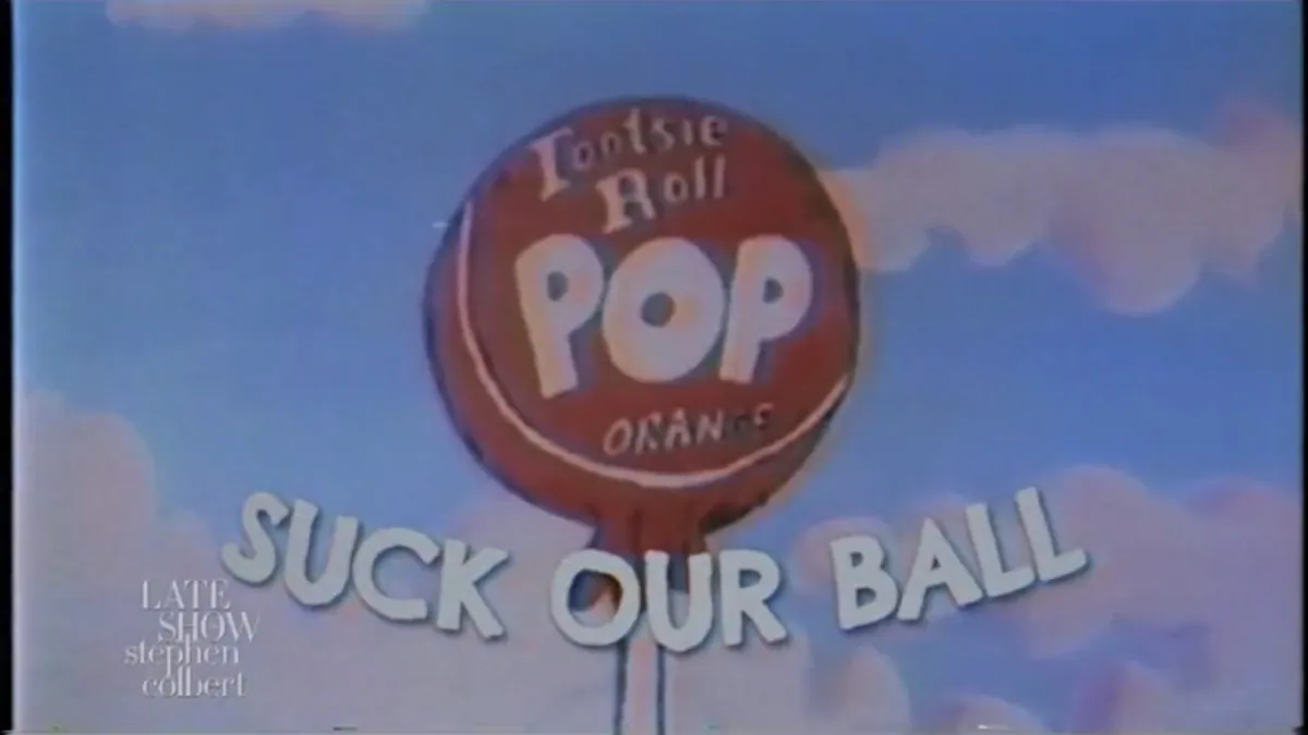 Colbert Ribs M&Ms with a Slightly NSFW Tootsie Pop Commercial. (Video)