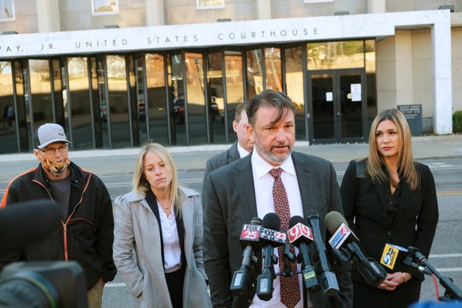 John Phillips, lawyer, speaks to media after Joe Exotic was resentenced at the Federal Courthouse in Oklahoma City, Jan. 28, 2022.