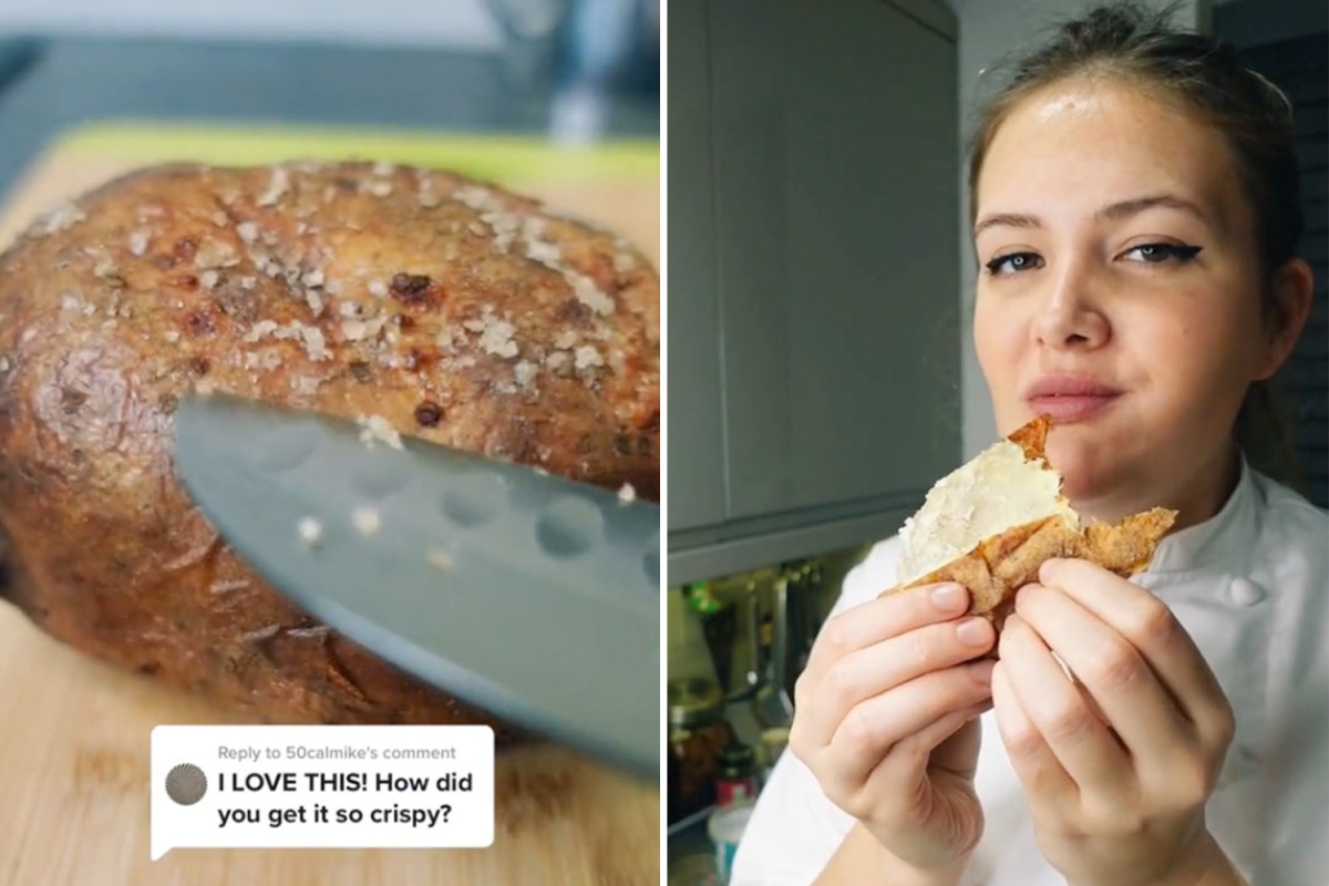 I’m a chef and you’ve been cooking your jacket potato all wrong… the right way gets crispy skin with no effort