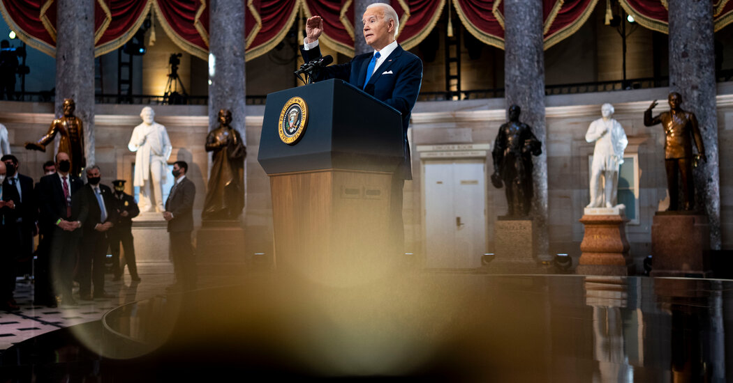 On Jan. 6 Anniversary, Biden Goes After Trump and Trumpism