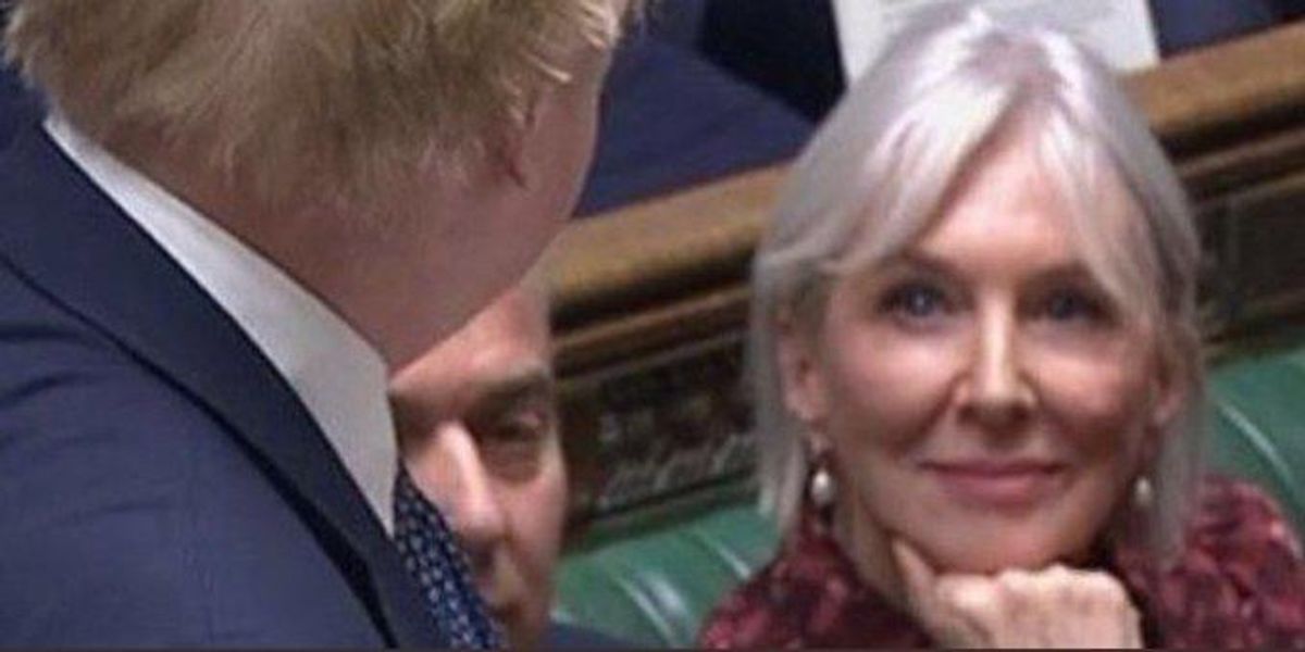 A new Nadine Dorries meme has been born after she was caught gazing at Boris Johnson
