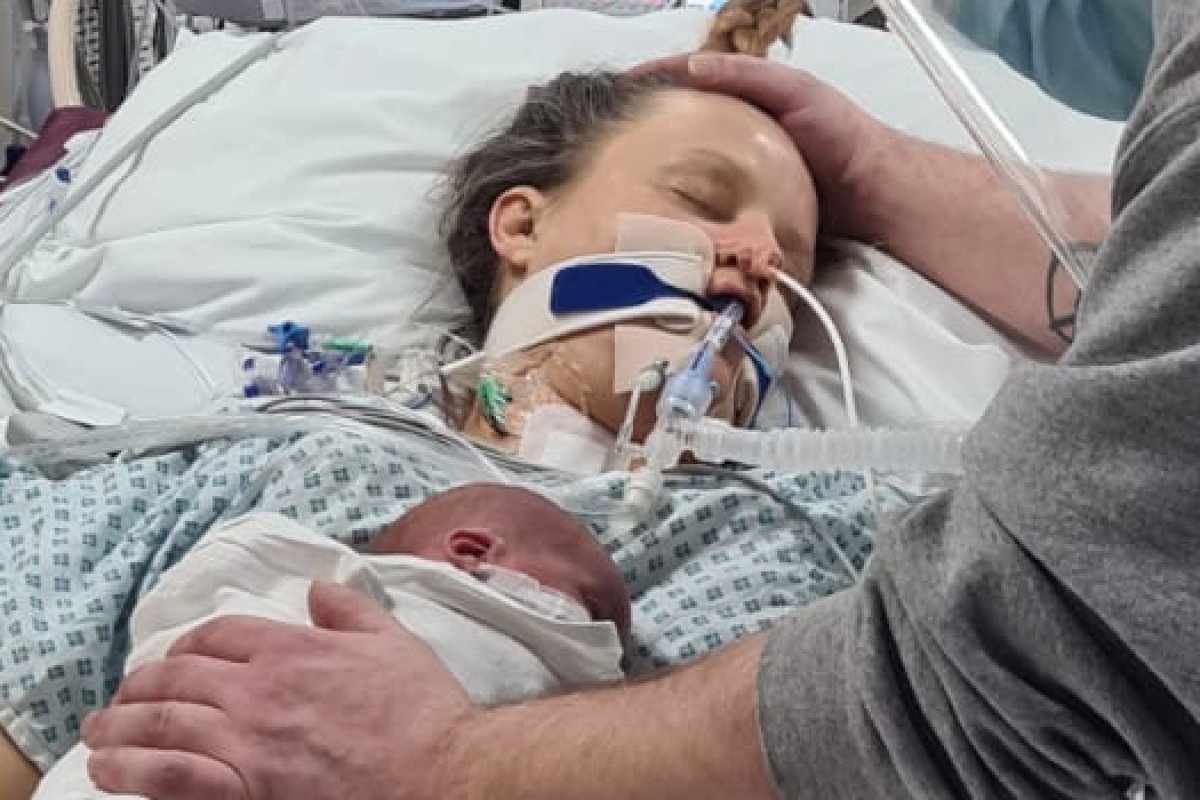Heartbreaking moment ‘healthy’ mum dies cradling newborn son after crying ‘I can’t breathe’ while giving birth