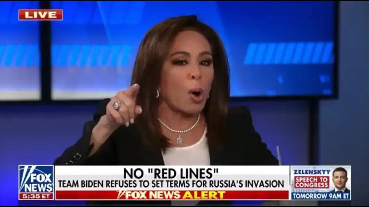 Jeanine Pirro Laughs at Geraldo Rivera’s Suggestion that Putin Manipulated Trump (Video).