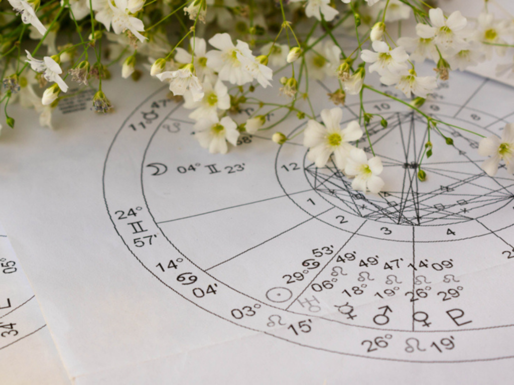 Natal chart with flowers