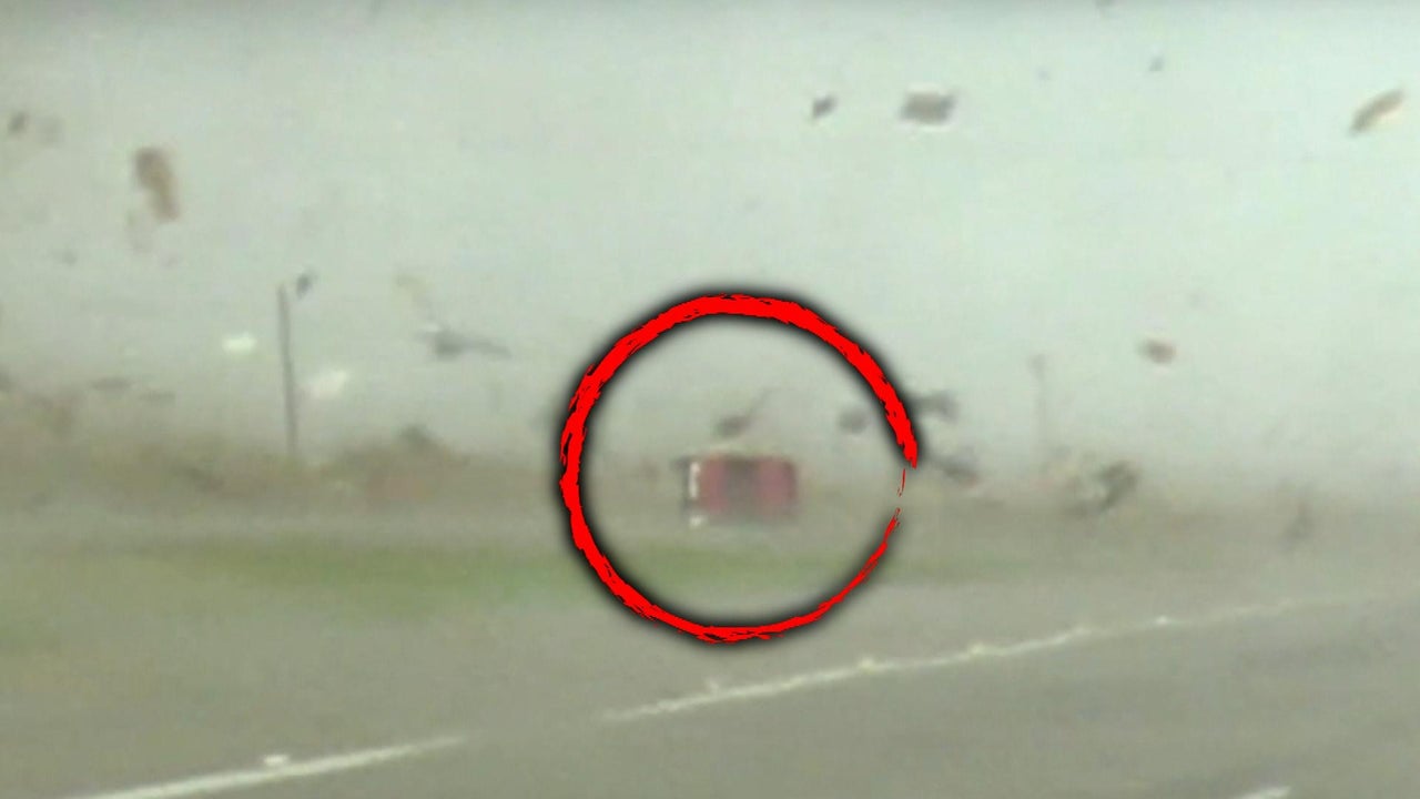 Texas Tornado Damages Car Before Drivers Off.