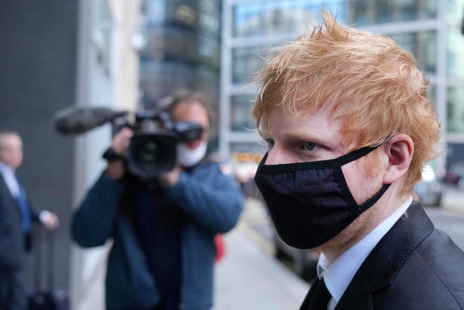 Musician Ed Sheeran arrives at the Rolls Building, High Court, in central London on March 15, 2022.