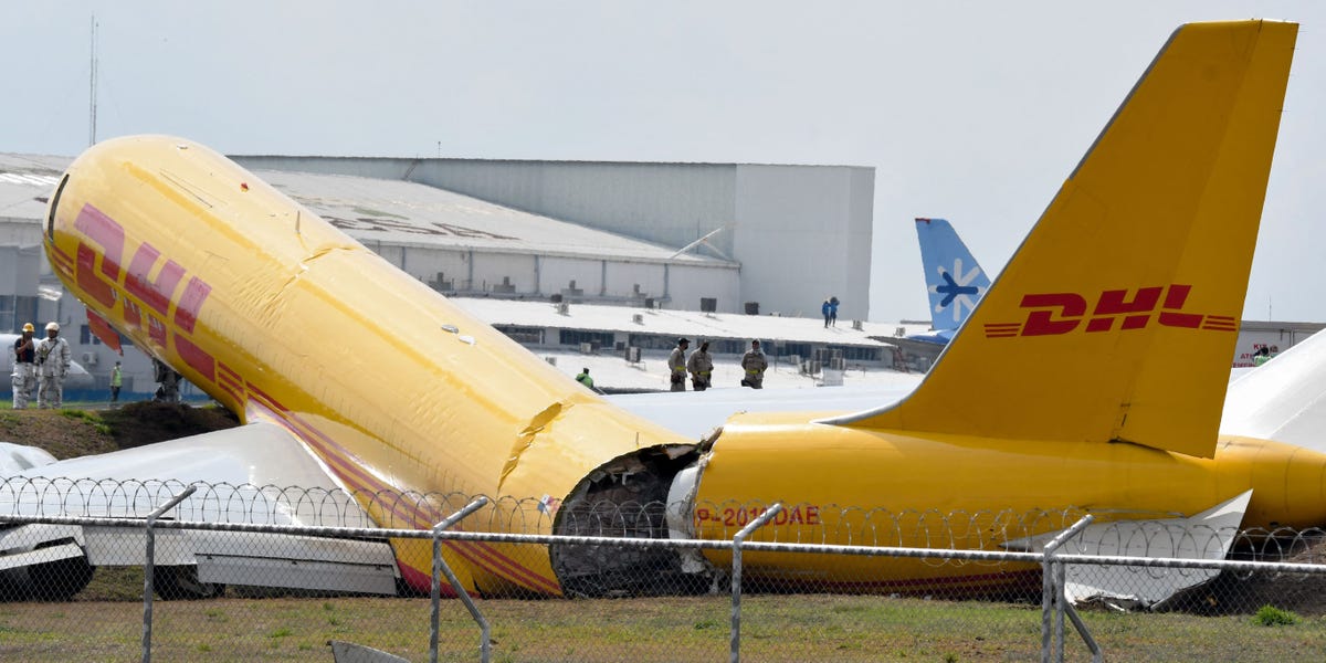 DHL Cargo Plane Splits in Two After Making Emergency Landing