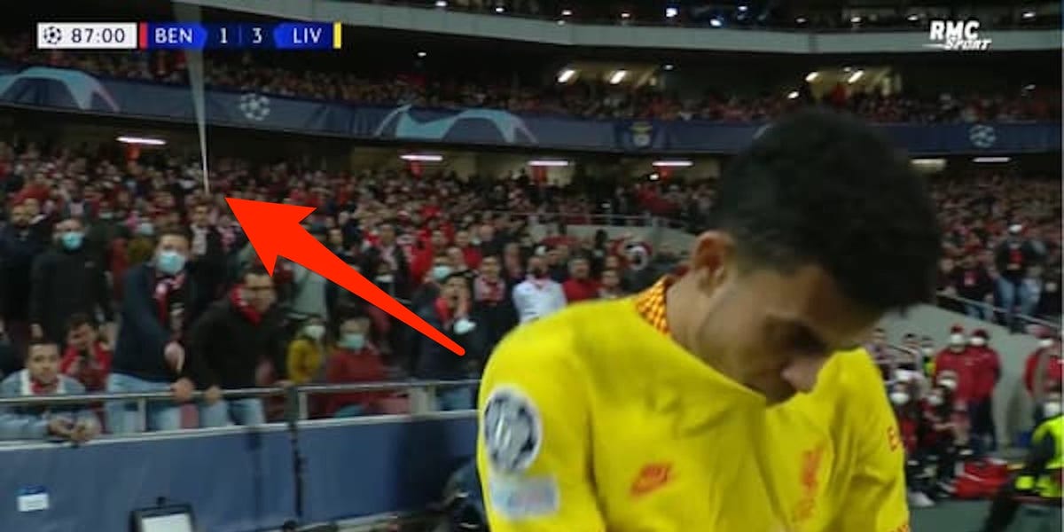 Liverpool’s Luis Diaz Has Pole Launched at Him While Celebrating Goal